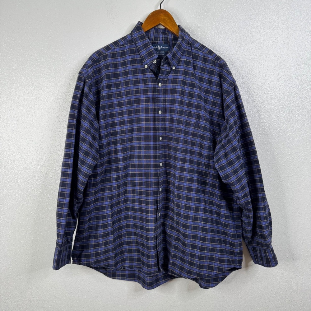 Polo Ralph Lauren‎ Blue Plaid Big Shirt Size Xlarge